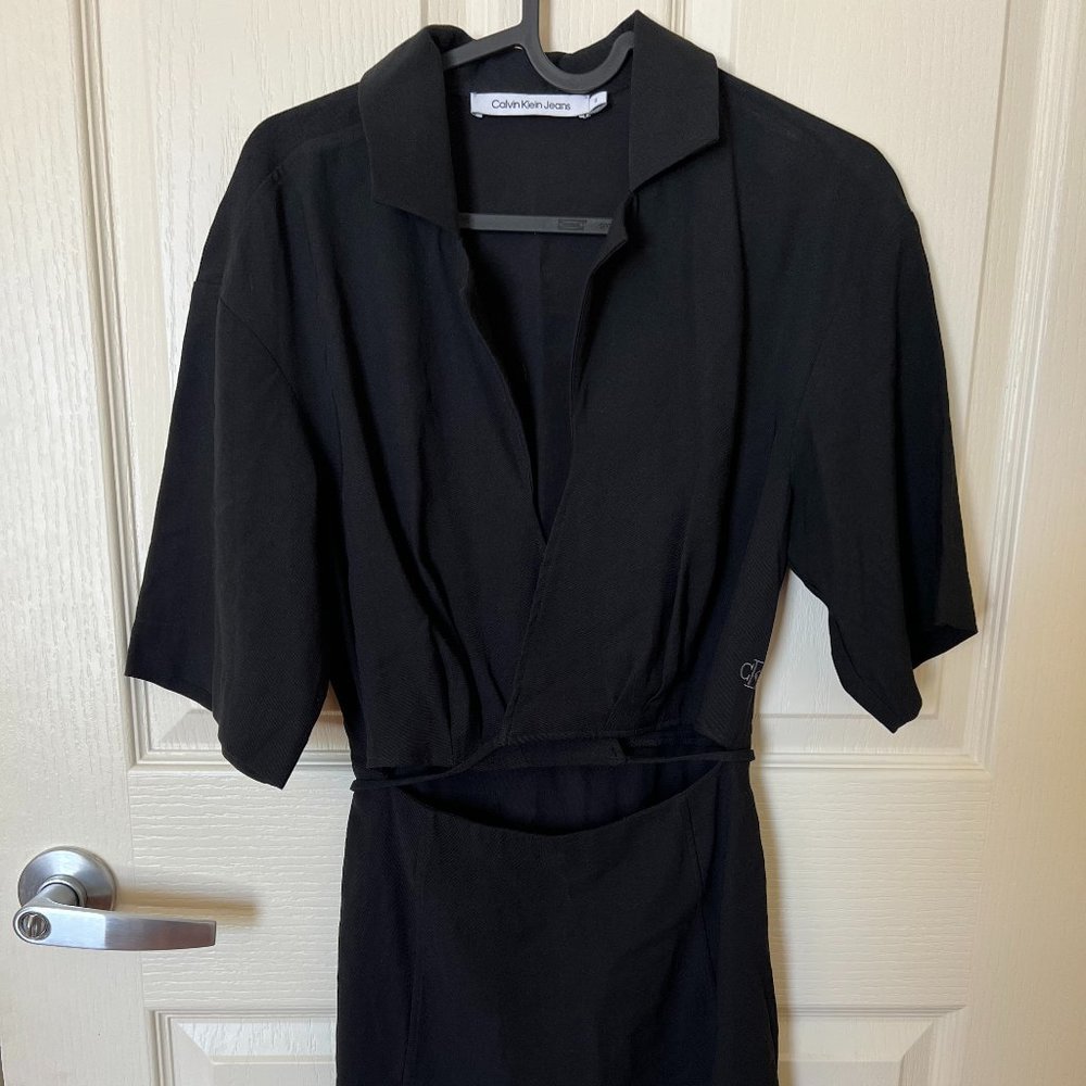 Calvin Klein Mini Wrap Dress in Black